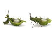 UPC 762152835588 product image for Set of 6 Green Grasshopper Tea Light Holders In a Leaf 6