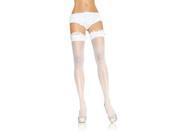 Sheer Thigh High Stockings with Garter Lace Top White