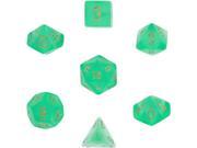 Polyhedral 7-Die Borealis Dice Set - Light Green with Gold