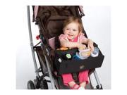 Handy insulated drink and snack fabric tray attaches easily to front bar of most strollers and can be easily reached by children  Accommodates two bottles and a center snack cup holder  Two loops for toy or pacifier attachment  Black only     Dimensions  13  W x 5  H x 5  D Type: Stroller Accessories