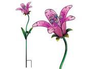 Regal Art Gift 10836 33 x 9 Pink Tiger Lily Garden Stake Solar LED Light
