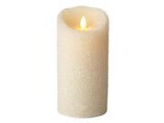 Luminara 02184 3.5 x 7 Ivory Sugar Finish Pillar Unscented Wavy Edge Battery Operated Realistic Flame LED Wax Candle Light with Timer