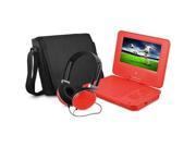Ematic EPD707RD 7 Inch Portable DVD Player with Matching Headphones and Bag Red