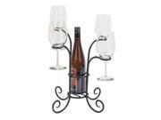 Plastec Products Wine Bottle and Glasses Caddy Steel Black