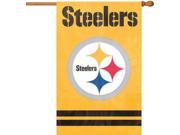Party Animal Steelers Gold Applique Banner Flag 44 x 28 Heavyweight Weather Resistant Embroidered Hang Tab Applique Double sided Nylon