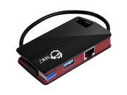 SIIG SuperSpeed USB 3.0 LAN Hub Red Type C Ready USB External 3 USB Port s 1 Network RJ 45 Port s 3 USB 3.0 Port s PC Mac