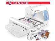 Singer Futura XL400 Computerized Sewing Embroidery Machine Grand Slam Package Includes 63 Embroidery Threads 144 Prewound Bobbins Cap and Sock Hoop St