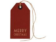 Red Merry Christmas Kraft Gift Tags with Twine String 4 1 4 x 2 3 8 6 per package