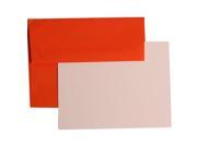 Personal Stationery Set 25 Orange Brite Hue Recycled A2 4 3 8 x 5 3 4 Envelopes with 25 Stiff Flat Notecards