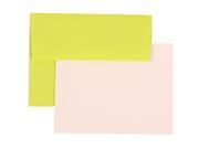 Personal Stationery Set 25 Ultra Lime Brite Hue A2 4 3 8 x 5 3 4 Envelopes with 25 Stiff Flat Notecards
