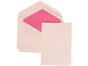 White Card with Bright Pink Lined Envelope Large Wedding Invitation White Simple Border Set 50 cards 10 x 6 5 8