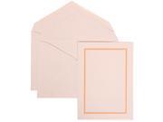 White Card with White Envelope Large Wedding Invitation Orange Border Set 50 cards 5 1 2 x 7 3 4