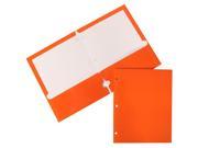 Two Pocket Orange Glossy 3 Hole Punched Presentation Folder 9 1 4 x 11 1 2 100 per box