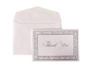 JAM Paper® Bright White Cards with Silver Border Set of Thank You Cards 104 cards 100 envelopes