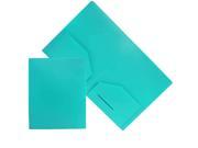 JAM Paper® Heavy Duty Plastic 2 Pocket Presentation School Folders Teal Blue 6 folders per pack