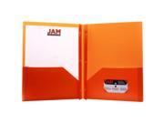 JAM Paper® 9.5 x 11.5 Biodegradable Plastic School Folder with Clasps Orange Sold Individually