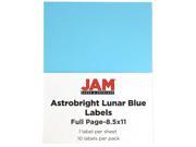 JAM Paper® Astrobright Lunar Blue Large Full Page Sticky Labels 8 1 2 x 11 Full Page 10 Labels per Pack