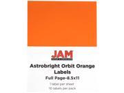 JAM Paper® Astrobright Orbit Orange Large Full Page Sticky Labels 8 1 2 x 11 Full Page 10 Labels per Pack
