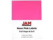 JAM Paper® Neon Pink Large Full Page Sticky Labels 8 1 2 x 11 Full Page 10 Labels per Pack