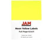 JAM Paper® Neon Yellow Large Full Page Sticky Labels 8 1 2 x 11 Full Page 10 Labels per Pack
