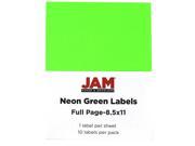 JAM Paper® Neon Green Large Full Page Sticky Labels 8 1 2 x 11 Full Page 10 Labels per Pack