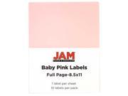 JAM Paper® Baby Pink Large Full Page Sticky Labels 8 1 2 x 11 Full Page 10 Labels per Pack