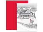JAM Paper® Pencil Sketch Winter Scene Christmas Card Pack 18 Holiday Cards Envelopes per pack