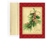JAM Paper® Pine Cone Holly Christmas Card Pack 16 Holiday Cards Envelopes per pack