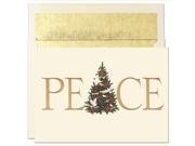 JAM Paper® Gold Peace Christmas Card Pack 16 Holiday Cards Envelopes per pack
