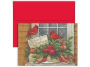 JAM Paper® Cardinal Pair In Window Christmas Card Pack 18 Holiday Cards Envelopes per pack