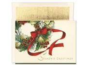 JAM Paper® Ribbon Wreath Christmas Card Pack 16 Holiday Cards Envelopes per pack
