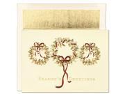 JAM Paper® 3 Gold Wreaths Christmas Card Pack 16 Holiday Cards Envelopes per pack