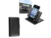 Black Wallet Leather Pouch Case Car Dashboard Holder compatible with iPhone® 4 4G 4th 4S