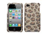 MYBAT Leopard Skin/Camel Diamante Protector Faceplate Cover For APPLE iPhone 4S/4/4G