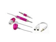 Pink 3.5mm Cell Phone Wired Headset Speakers
