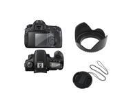 eForCity Clear LCD Screen Protector + 58mm Flower Lens Hood + 58mm Snap On Lens Cap with Strap for Canon EOS 60D SLR Digital Camera