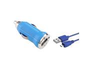 eForCity Micro USB Chargers Kit for Cell / Tablet - Car Charger Adapter + 3FT Cable - Blue