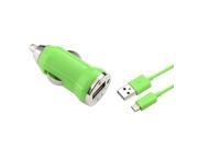 eForCity Micro USB Chargers Kit for Cell / Tablet - Car Charger Adapter + 3FT Cable - Green