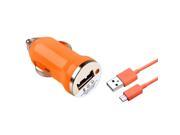 eForCity Micro USB Chargers Kit for Cell / Tablet - Car Charger Adapter + 3FT Cable - Orange