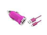 eForCity Micro USB Chargers Kit for Cell / Tablet - Car Charger Adapter + 3FT Cable - Pink