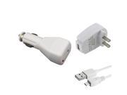 eForCity Micro USB Chargers Kit for Cell / Tablet - Car Charger Adapter + Wall Charger Adapter + Cable - White