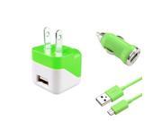 eForCity Micro USB Chargers Kit for Cell / Tablet - Car & Wall Charger Adapter + 3FT Cable - Green