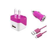 eForCity Micro USB Chargers Kit for Cell / Tablet - Car & Wall Charger Adapter + 3FT Cable - Pink