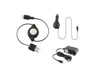 eForCity Micro USB Chargers Kit for Cell / Tablet - Retractable Cable + Retractable Car Charger + Wall Charger - Black