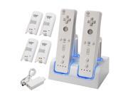 For Wii Remote Dual Charger 4 Rechargeable Battery
