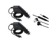 2 Car Charger Black Headset Compatible with Samsung Galaxy S3 i9300 S4 i9500 Mini Ace
