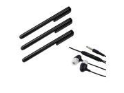 eForCity 3x Black Stylus Pen Black Headset Compatible with Samsung© Galaxy S3 i9300 N7100 S4 i9500