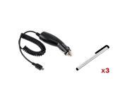 eForCity Car Charger 3x Stylus Compatible with Samsung© Galaxy S 3 SIII i9300 S4 S IV i9500 D710 i9100
