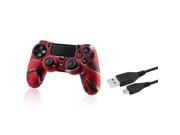 eForCity Black 3.3FT Micro USB Charger Cable Camouflage Navy Red Skin Case Cover for Sony PS4 Playstation 4