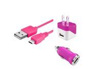 eForCity Hot Pink AC Wall Home Car Charger Adapter 10 Micro USB Cable For Samsung Galaxy S5 SV S4 i9500 Note 3 N9000